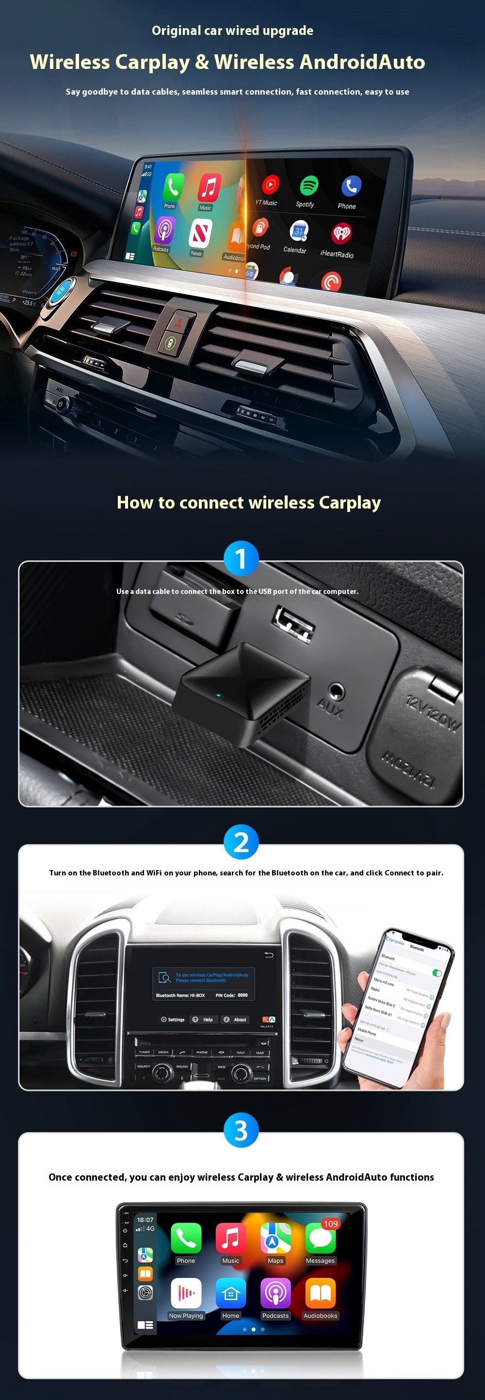 Carplay USB Module Carplay Sans Fil